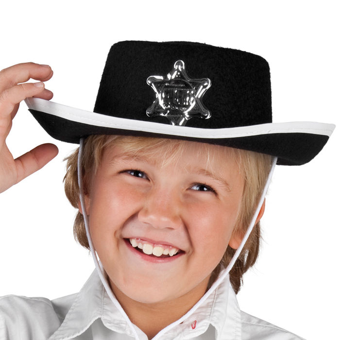 Hut Cowboy schwarz mit Stern fr Kinder