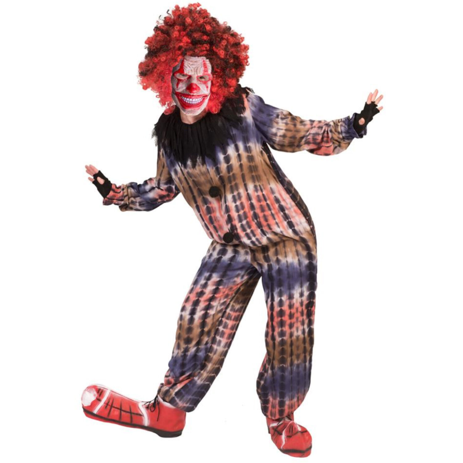 NEU Kinder-Kostm Horror-Clown Pepe, Jumpsuit mit Kragen, Gr. 104-116