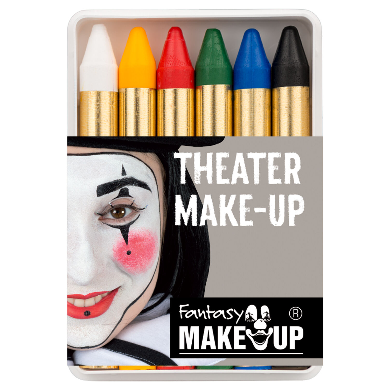 NEU Fantasy Theater-Make-Up / Creme-Schminkstifte auf Fettbasis, in Kunststoffbox, 6 Stck