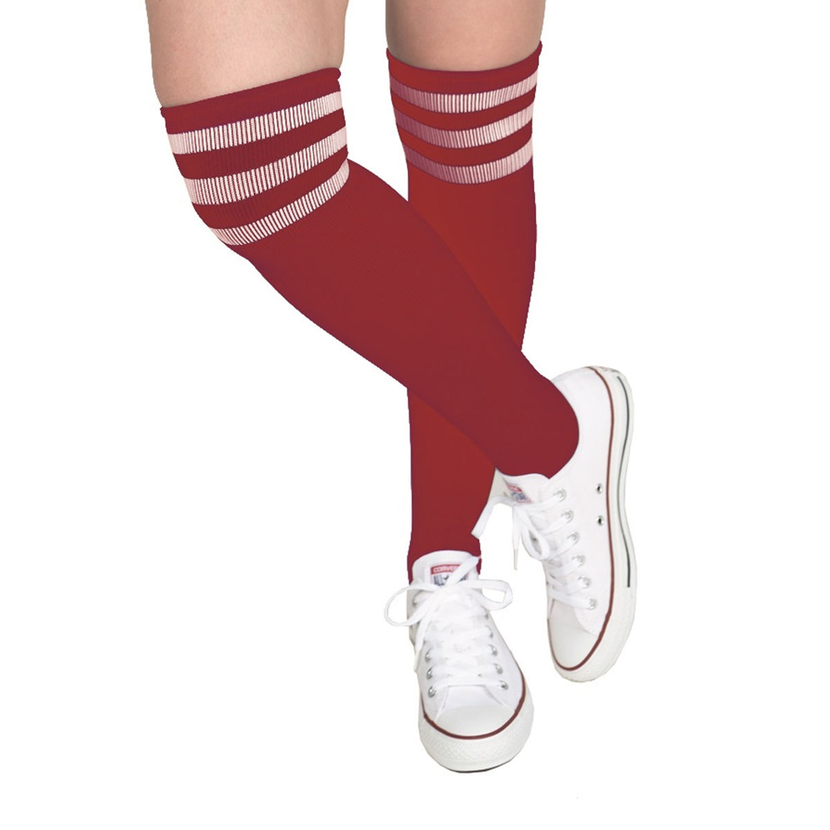 Socken Fussball, rot mit weien Streifen