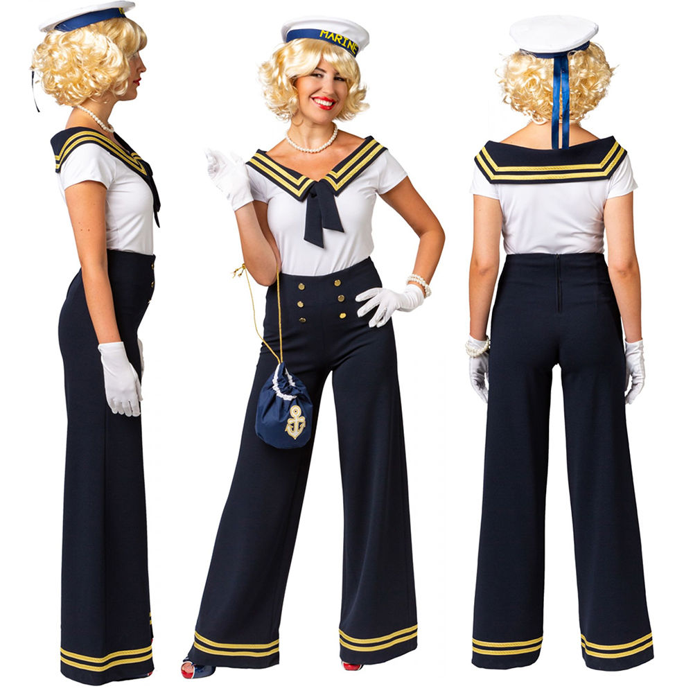 Damen-Kostm Matrosin Shirt, mit maritimem Kragen, wei-blau-gold, Gr. 34-36 Bild 4