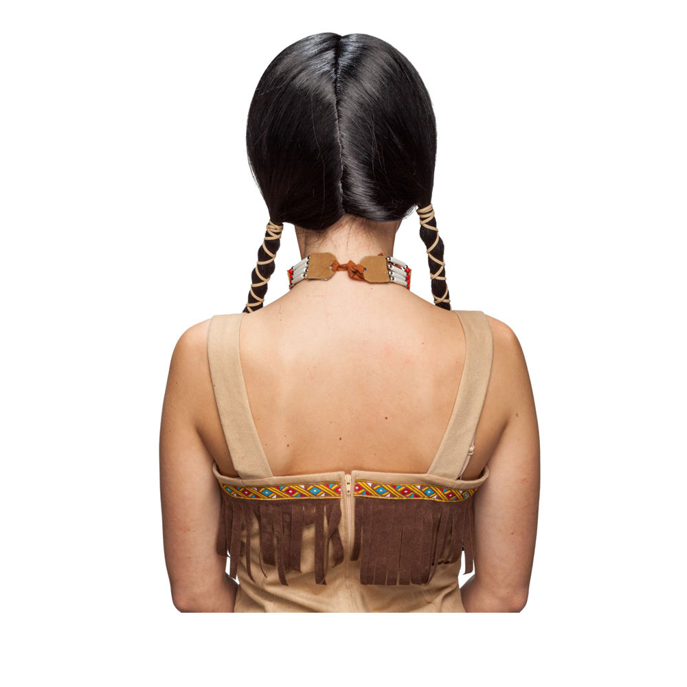 Percke Damen Indianerin mit zwei gefochtenen Zpfen, schwarz Bild 2