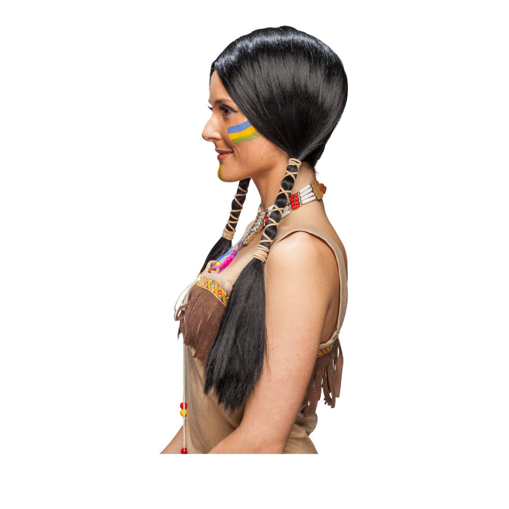 Percke Damen Indianerin mit zwei gefochtenen Zpfen, schwarz Bild 3