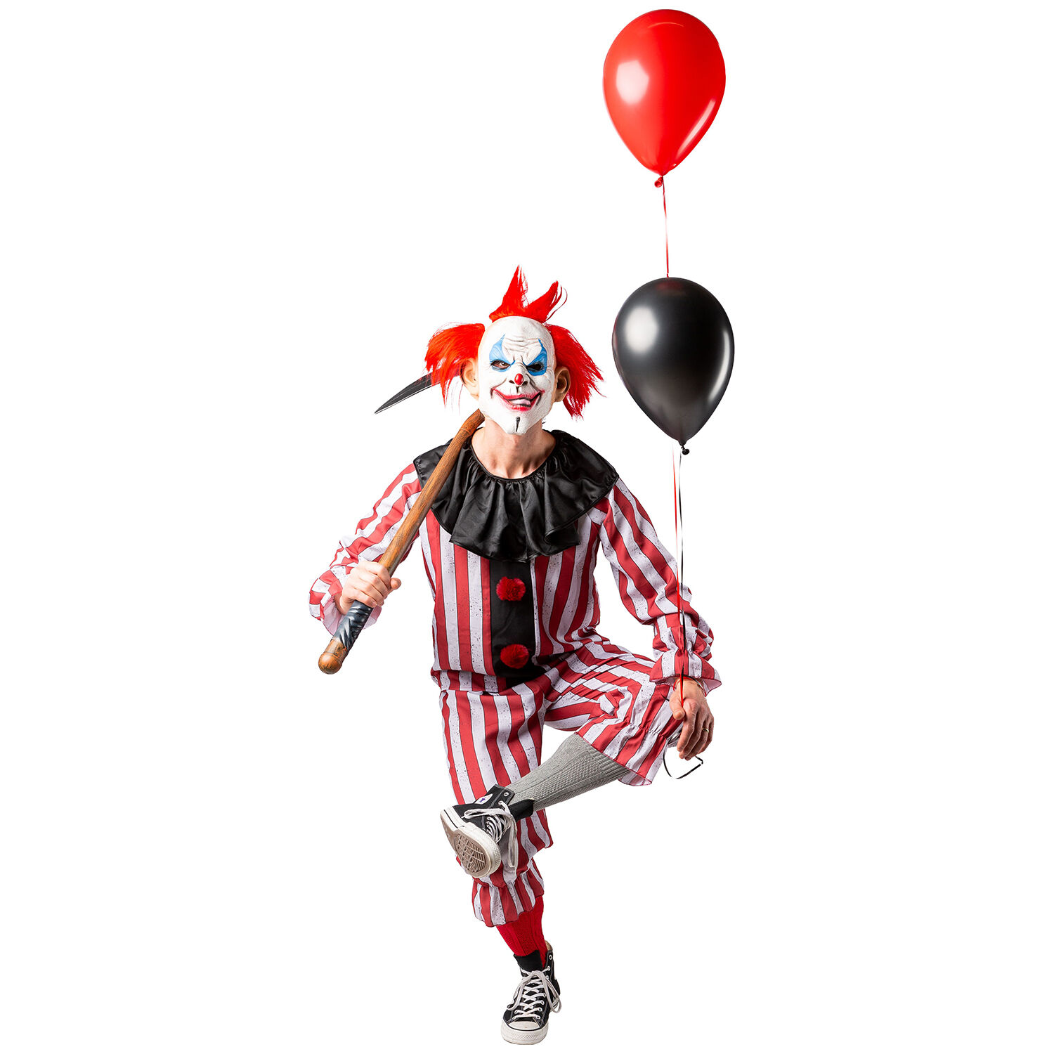 NEU Herren-Kostm Halloween-Clown, grau-rot, mit Oberteil und Hose, Gr. M