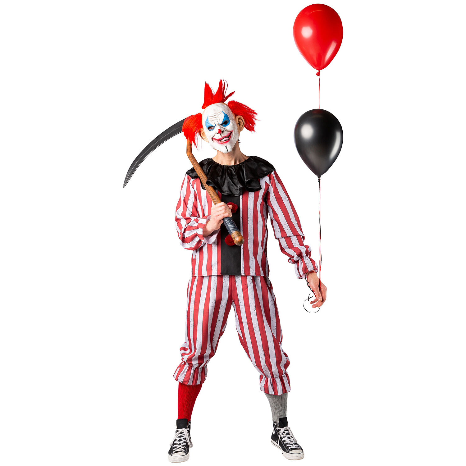 NEU Herren-Kostm Halloween-Clown, grau-rot, mit Oberteil und Hose, Gr. M Bild 2