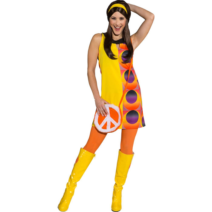 Damen-Kostm Disco-Kleid, gelb-orange, Gr. 36