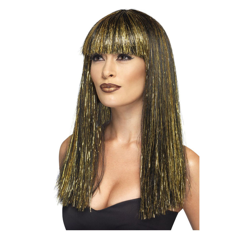 Percke Damen gyptische Gttin, schwarz-gold - mit Haarnetz Bild 2
