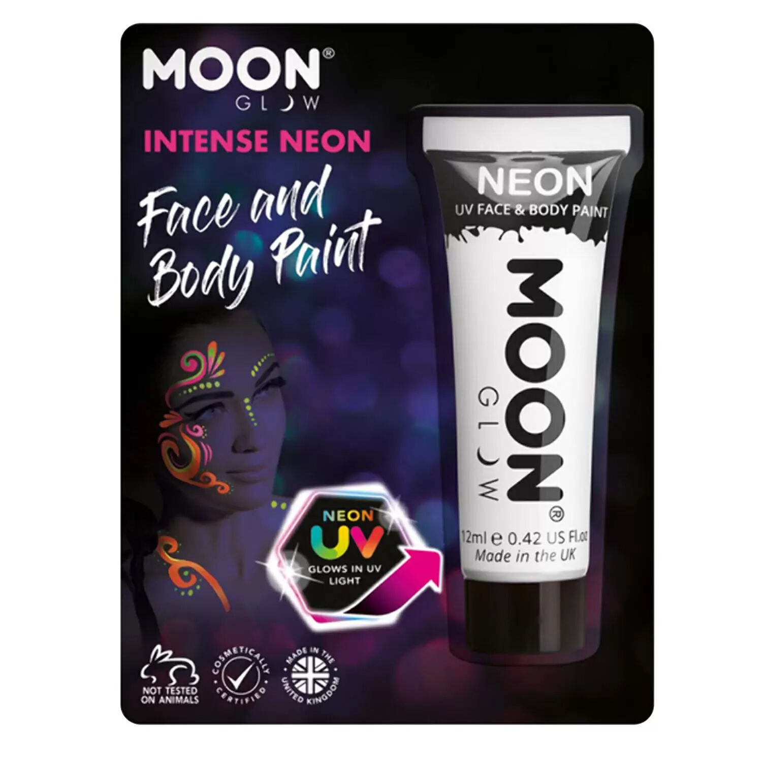 Moon Creations Neon UV-Gesichts- und Krperschminke 12ml, wei Bild 2