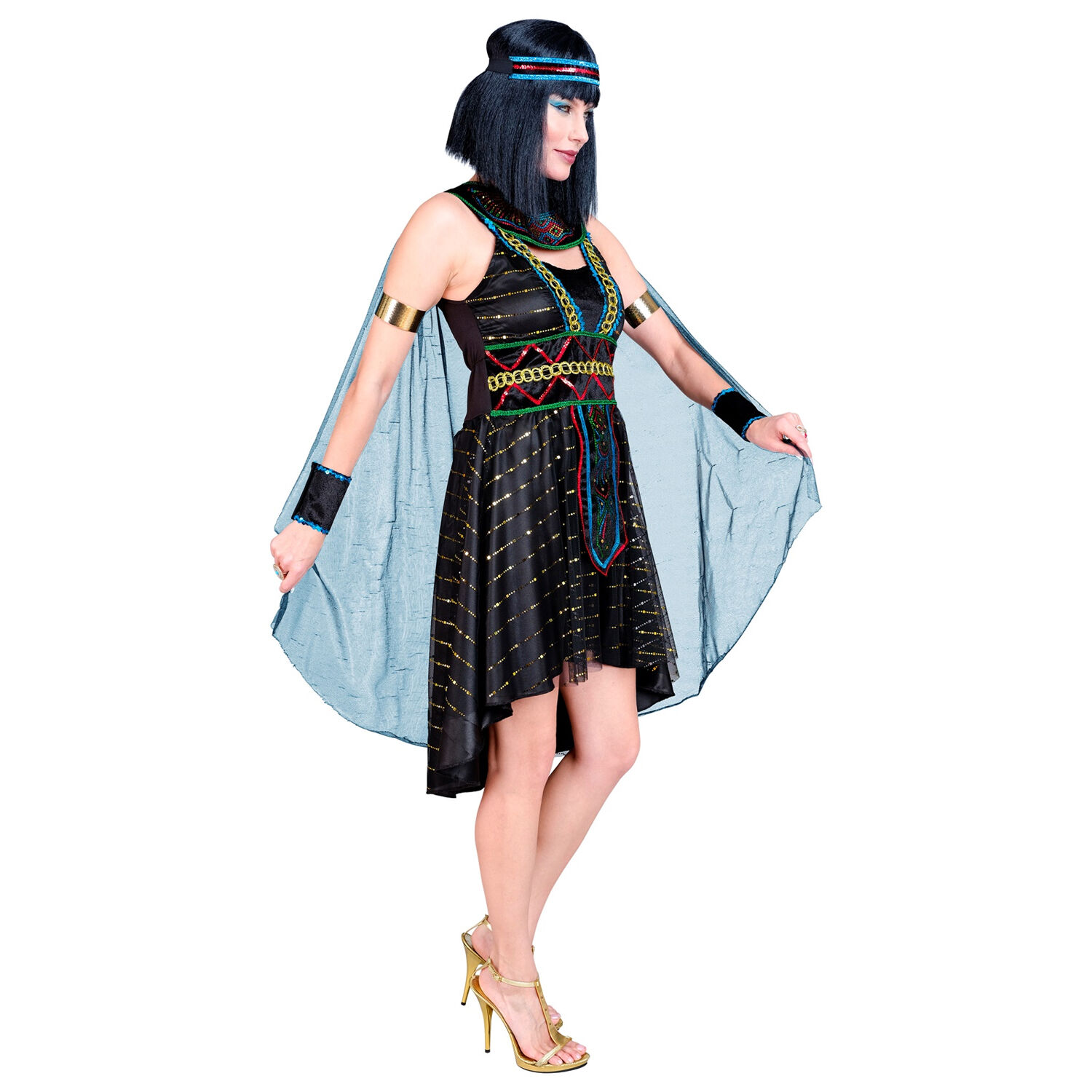 NEU Damen-Kostm gypterin / Cleopatra, Kleid mit Umhang, Armstulpen und Stirnband, schwarz, Gr. XS Bild 3