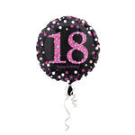 Folienballon Sparkle Pink 18th, ca. 45 cm