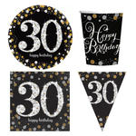 Geburtstags-Serie Happy Birthday Sparkling 30. Geburtstag Gold - Teller, Servietten, Becher & Dekorationen