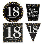 Geburtstags-Serie Happy Birthday Sparkling 18. Geburtstag Gold - Teller, Servietten, Becher & Dekorationen