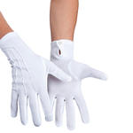 Handschuhe mit Knopf & Biesen, wei, XL