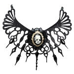 NEU Halsband im Gothic- / Halloween-Look, Schwarz mit weiem Totenkopf-Emblem
