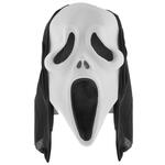 NEU Halloween-Maske Scream, wei mit schwarzer Haube
