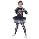 NEU Kinder-Kostm Skelett-Kleid Suzy, mit Knochenaufdruck und Tllrock - Verschiedene Gren (128-152)