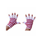 SALE Handschuhe gestrickt fingerlos, rot-wei / geringelte Handschuhe