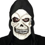 NEU Kunststoff-Maske Totenkopf / Skelett mit schwarzer Kapuze