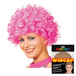 Percke Unisex Clown, Afro Hair, kleine Locken, pink - mit Haarnetz