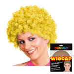 Percke Unisex Clown, Afro Hair, kleine Locken, gelb - mit Haarnetz