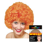 SALE Percke Unisex Clown, Afro Hair, kleine Locken, orange - mit Haarnetz