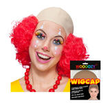 Percke Unisex Clown, Glatze aus Latex mit Haaren, rot - mit Haarnetz