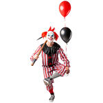 NEU Herren-Kostm Halloween-Clown, grau-rot, mit Oberteil und Hose - verschiedene Gren (M-XL)