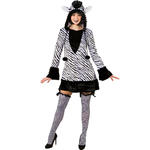 Damen-Kostm Zebra Kleid mit Kapuze - Verschiedene Gren (34-48)