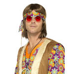 Brille Hippie, runde, rote Glser aus Metall