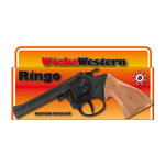 SALE 8-Schuss-Revolver Ringo, Kunststoff, schwarz mit braunem Handstck - Cowboy- oder Agenten-Pistole
