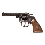 SALE 8-Schuss-Revolver Ringo antik, Kunststoff, schwarz mit braunem Handstck - Cowboy- oder Agenten-Pistole