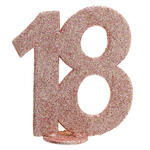 NEU Aufsteller Geburtstags-Zahl 18, glitter-ros-gold, ca. 10cm
