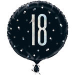 SALE Folienballon 18. Geburtstag / Volljhrigkeit, schwarz-silber, glitzernd, Gre: ca. 45 cm