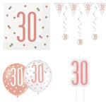 SALE Geburtstags-Serie Wei-Rosgold Happy Birthday 30 - Verschiedene Party-Artikel