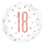 SALE Folienballon 18. Geburtstag / Volljhrigkeit, wei-rosa, glitzernd, Gre: ca. 45 cm