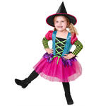 NEU Kinderkostm Hexe, Kleid mit Hexen-Hut, Bunt - verschiedene Gren (2-7 Jahre)