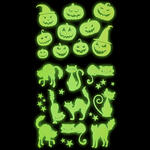 NEU Sticker/Aufkleber nachtleuchtend, Halloween-Motive Katzen & Krbis, 21x15cm