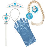 NEU Kinder-Set Eis-Prinzessin, Blau mit Krnchen / Tiara, Zopf, Handschuhen und Prinzessinnenstab