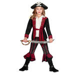 NEU Kinder-Kostm Piratin, 3-tlg. mit Hose, Jacke und Grtel, burgund-schwarz - verschiedene Gren (116-152)