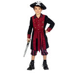 NEU Kinder-Kostm Pirat, 3-tlg. mit Hose, Jacke und Grtel, burgund-schwarz - verschiedene Gren (116-152)