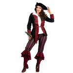 NEU Damen-Kostm Piratin, 3-tlg. mit Hose, Jacke und Grtel, burgund-schwarz - verschiedene Gren (36-48)