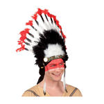 Indianer-Kopfschmuck mit Marabou schwarz/wei