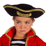 Hut Pirat fr Kinder Joey, schwarz mit Goldborte, Einheitsgre