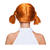 Percke Damen mit zwei geflochtenen Zpfen und Pony, Schwedisches Mdchen, orange - mit Haarnetz Bild 3
