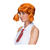Percke Damen mit zwei geflochtenen Zpfen und Pony, Schwedisches Mdchen, orange - mit Haarnetz Bild 4