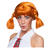 Percke Damen mit zwei geflochtenen Zpfen und Pony, Schwedisches Mdchen, orange - mit Haarnetz Bild 2