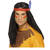 Percke Herren Langhaar Mittelscheitel Indianer mit rotem Stirnband, schwarz - mit Haarnetz Bild 2