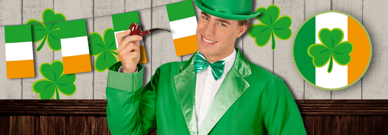St Patrick Irland grün-weiß 4 m 0,45 € / 1 m Luftschlange Kleeblatt 