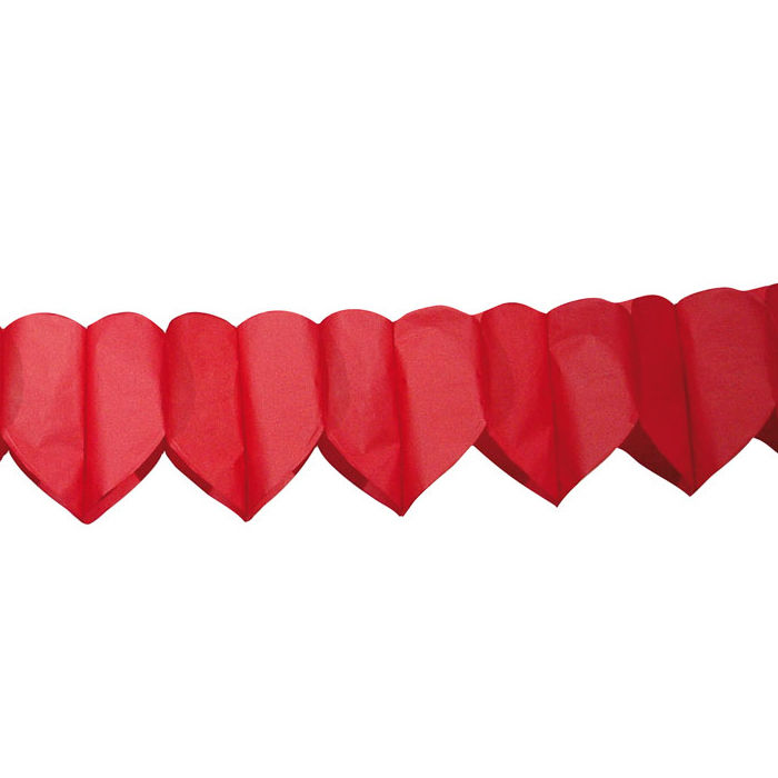 Girlande Herz Papier, rot, 1 Stk., 6 m
