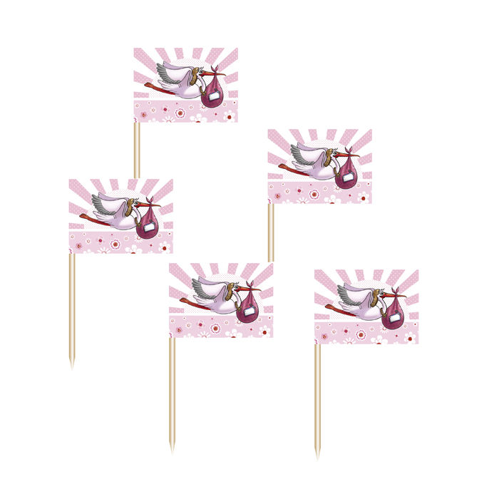 Party Picker Baby Girl mit Storch, rosa